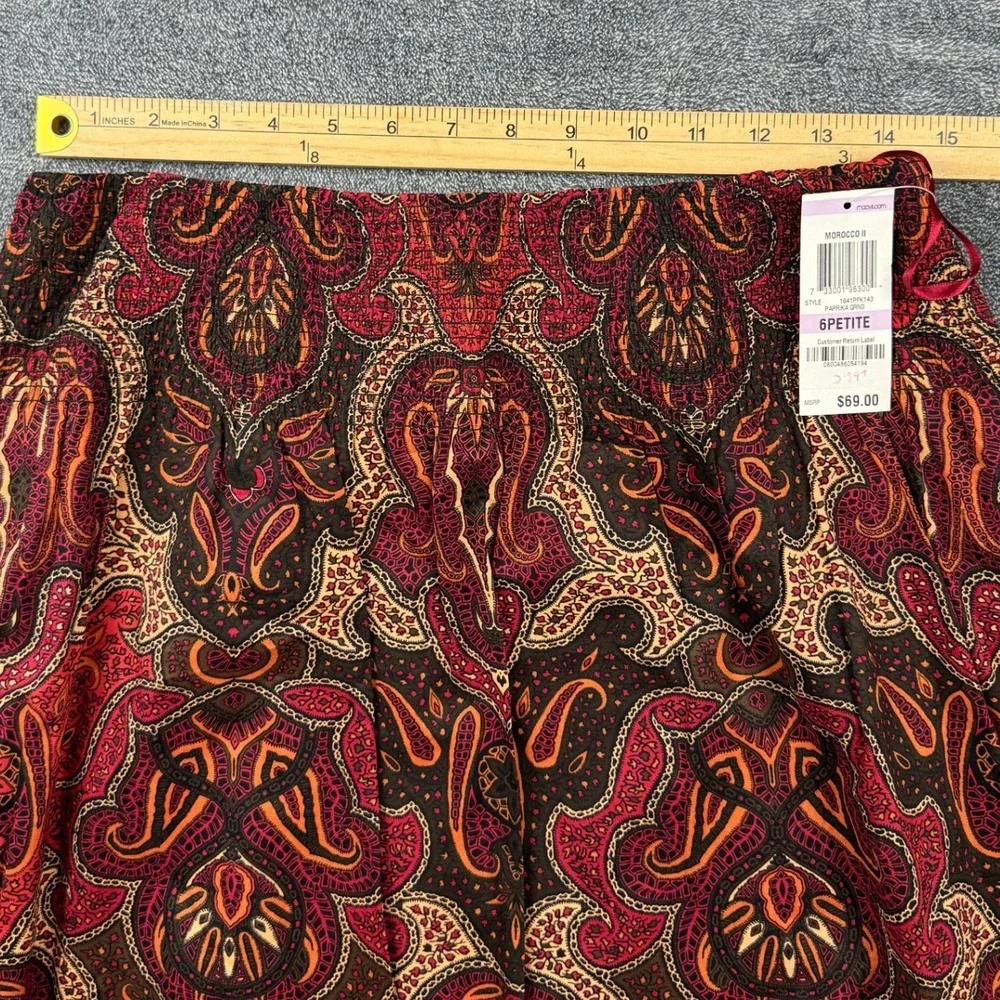 Charter Club Petite Paisley A-Line Skirt Red‎ 6P Morocco II Cotton Smocked